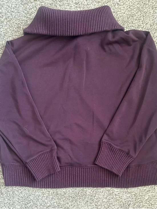 Simply Vera Wang Plum Quarter Zip Sweater Size L Soft Ribbed Cozy Pullover - Picture 4 of 4